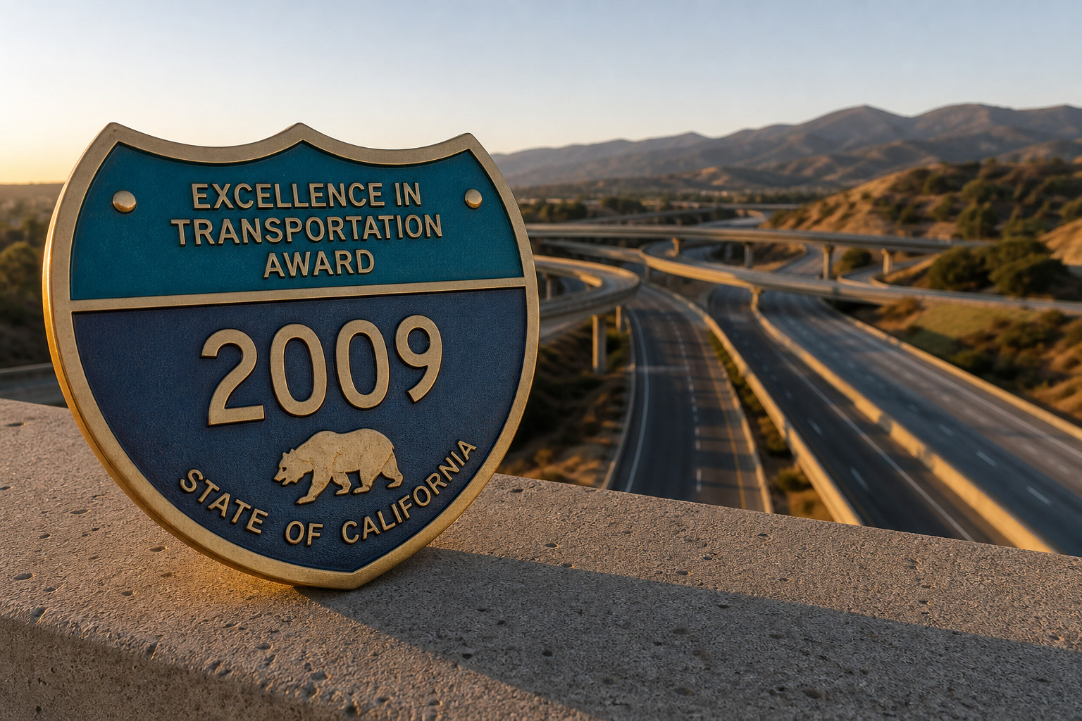 2009 Caltrans Excellence in Transportation Award shield plaque