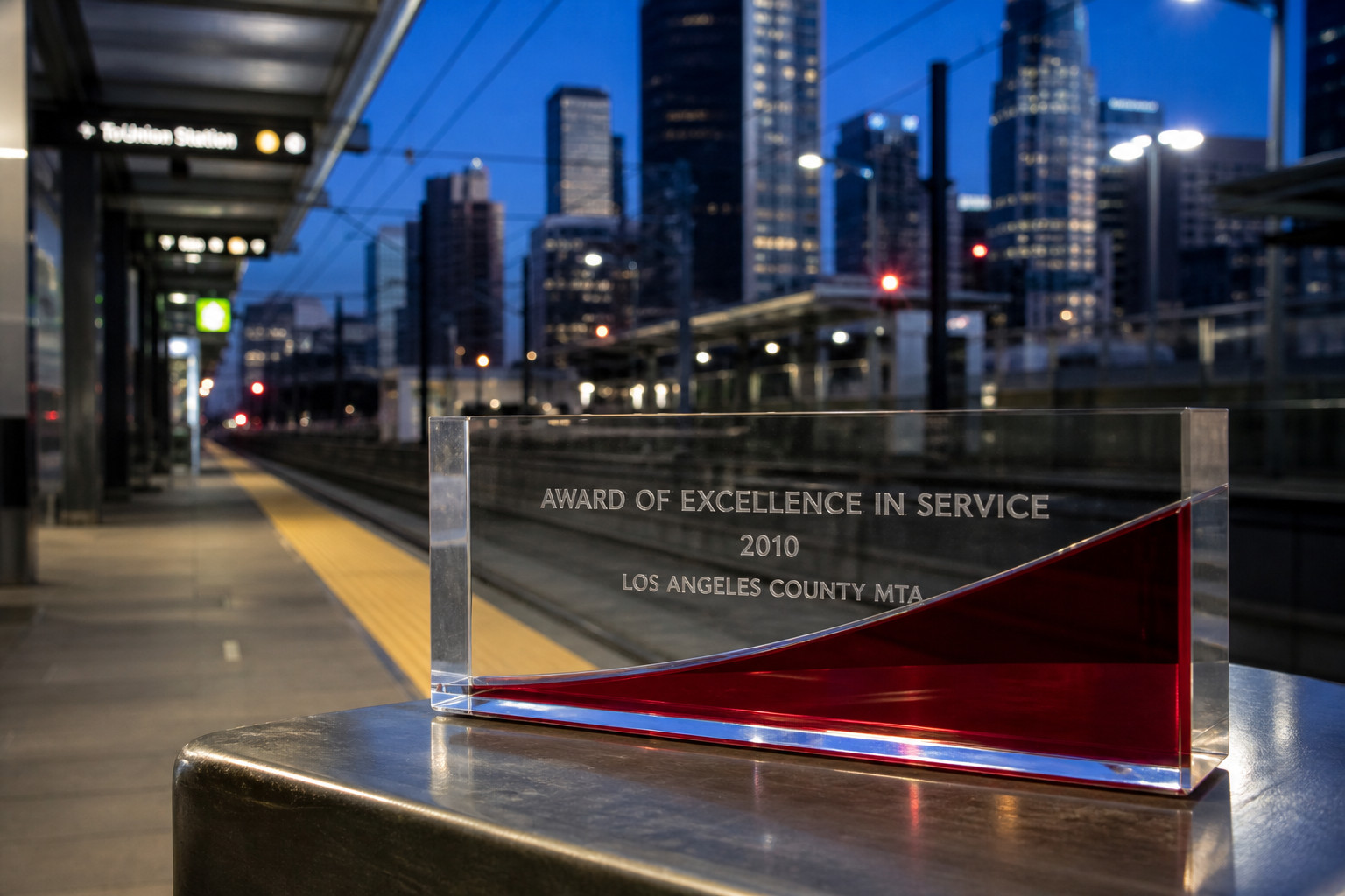 2010 LA Metro Award of Excellence in Service acrylic award
