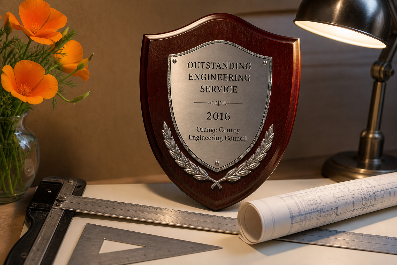 2016 Outstanding Engineering Service Award plaque, Orange County Engineering Council