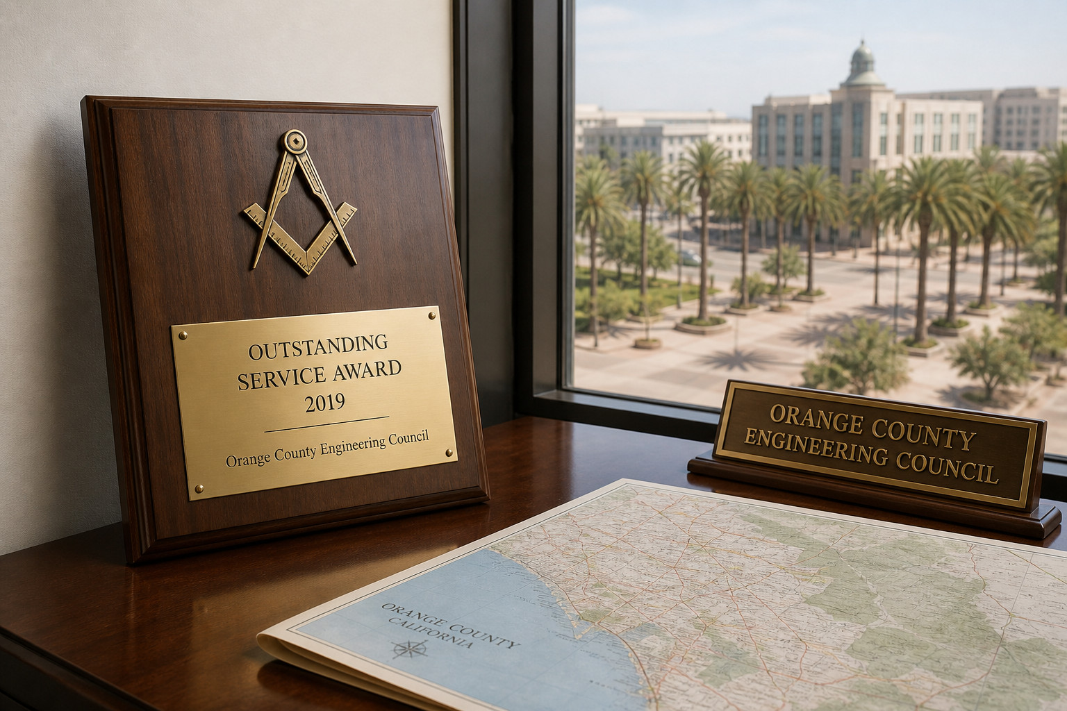 2019 Outstanding Service Award plaque, Orange County Engineering Council