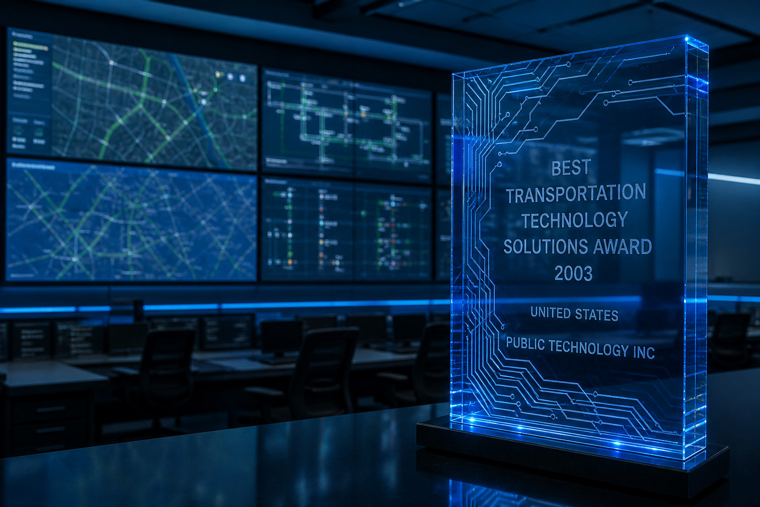 2003 PTI Best Transportation Technology Solutions Award acrylic plaque